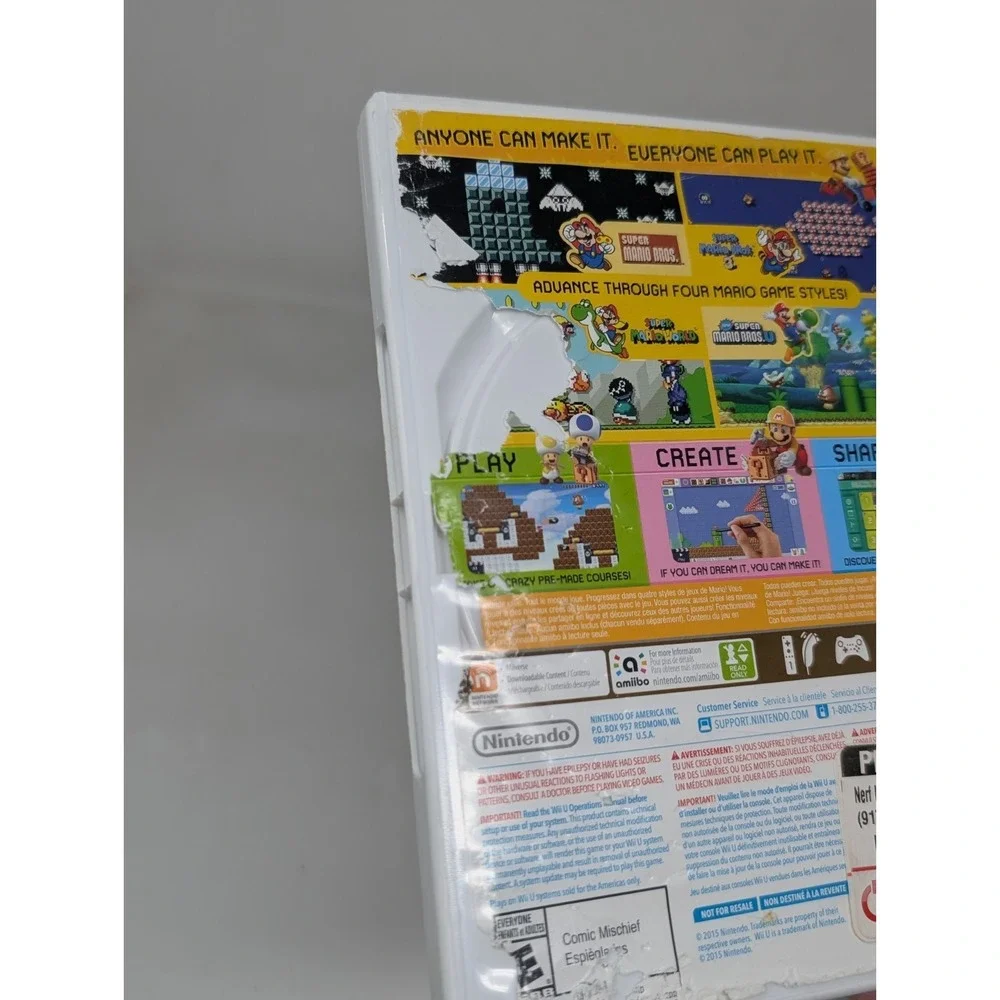 Super Mario Maker Nintendo Wii U Disc & Case Tested Working